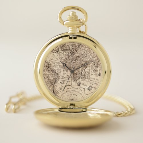 Old World Map Pocket Watch