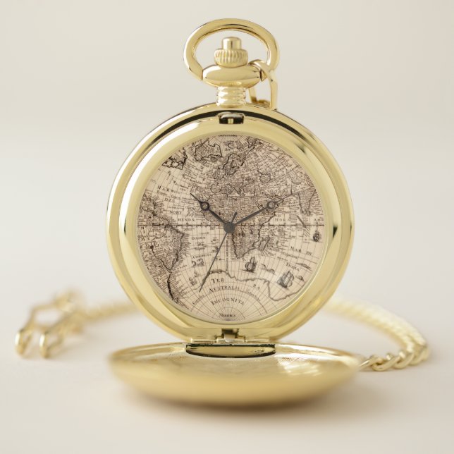 Old World Map Pocket Watch (Inside)