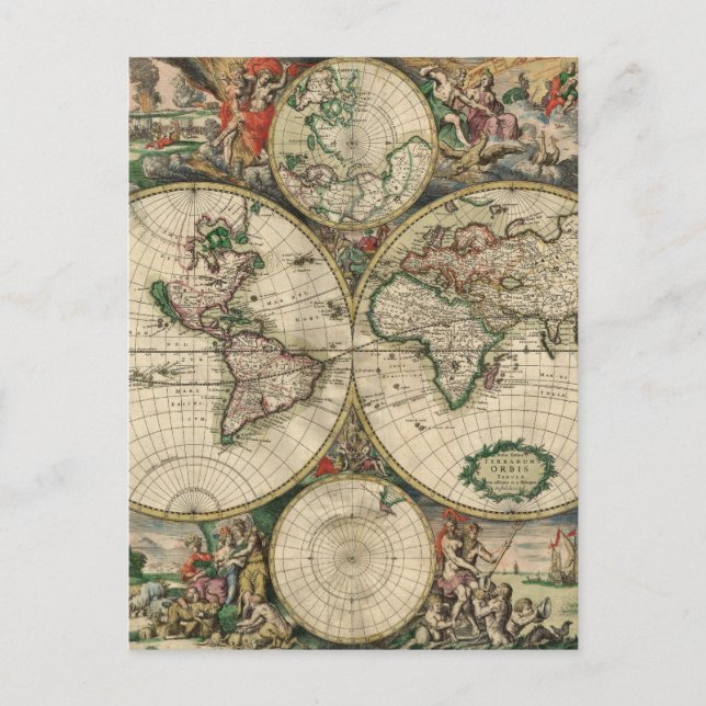 Old world map postcard (Front)