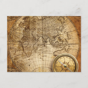 Old World Map Postcard