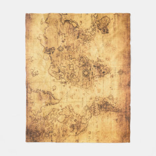 Old World Map: Stained Parchment Vintage Fleece Blanket