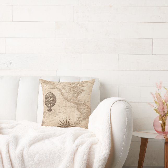 Old World Map Throw Pillow (Couch)