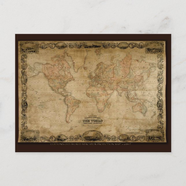 OLD WORLD MAP TRAVEL OFFICE INVITATION (Front)