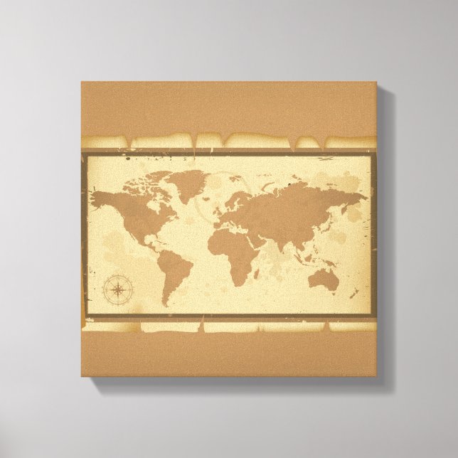 Old World Map Wrapped Canvas Print (Front)