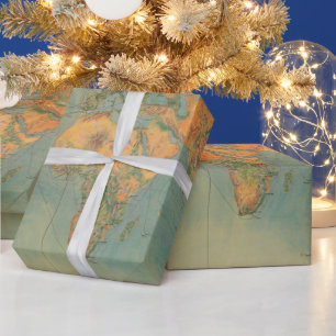 Old World Maritime Fuel Station Shipping Routes Wrapping Paper