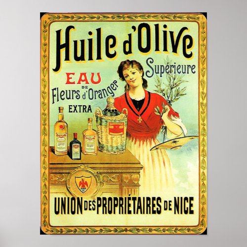 Old World Olive Oil Vintage Cooking Poster
