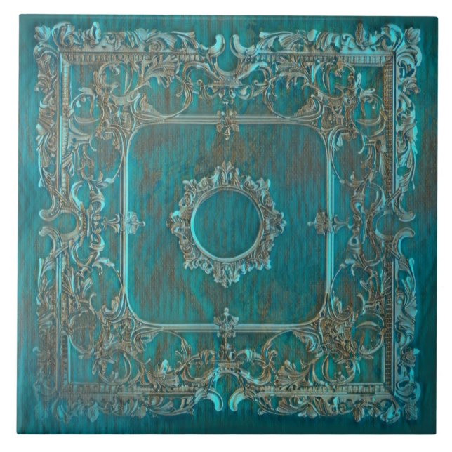 Old world patina look glow design ceramic tile (Front)