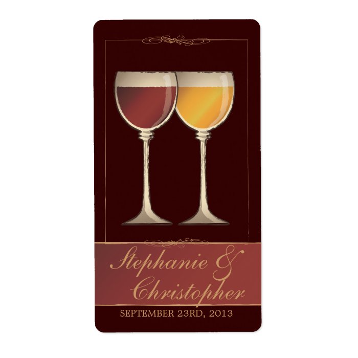 Old World Red & White Wine Glass Favor Labels