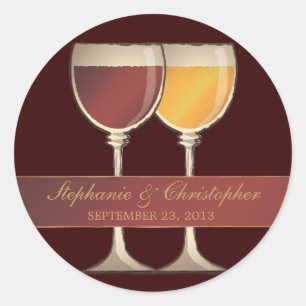 Old World Red & White Wine Glass Favor Labels