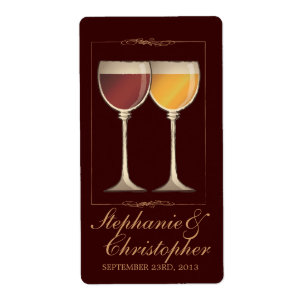 Old World Red & White Wine Glass Favor Labels