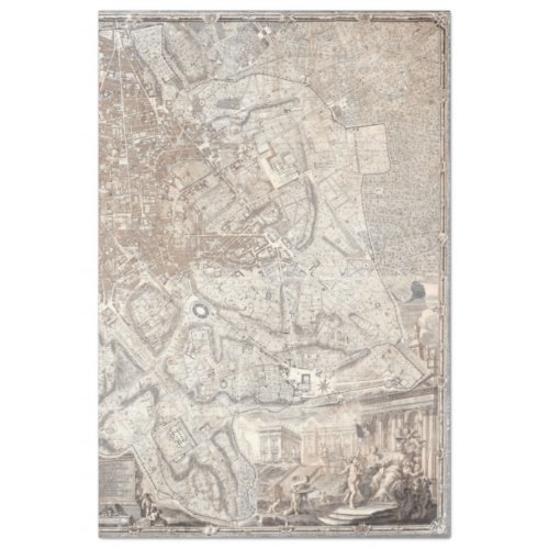 OLD WORLD ROMAN MAP PLAN EAST RIGHT TISSUE PAPER