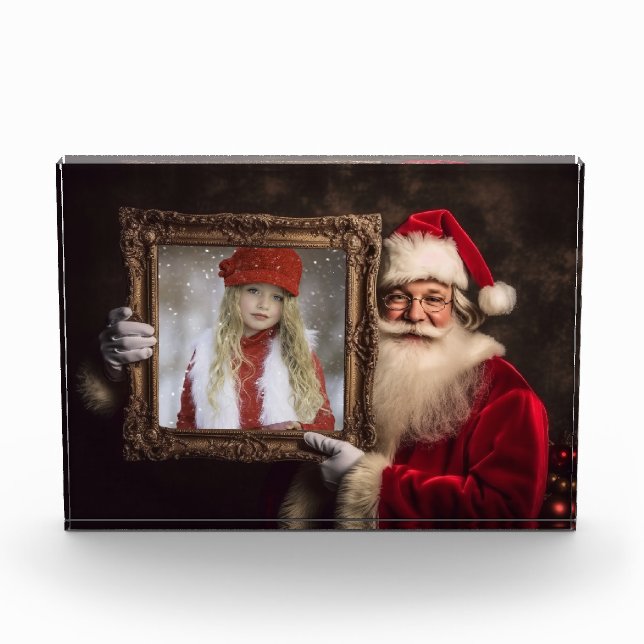 Old World Santa | Add-Your Photo | Luxe Christmas Acrylic Award (Front)