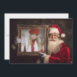 Old World Santa | Add-Your Photo | Luxe Christmas Holiday Card<br><div class="desc">This gorgeous Christmas photo card features a photo of Santa holding a frame with your favorite photo. The inside has a luxurious red and gold backgrounds on the outside with a vintage book cover in the center with a hand written "Merry Christmas" greeting and text that says "Wishing you peace...</div>