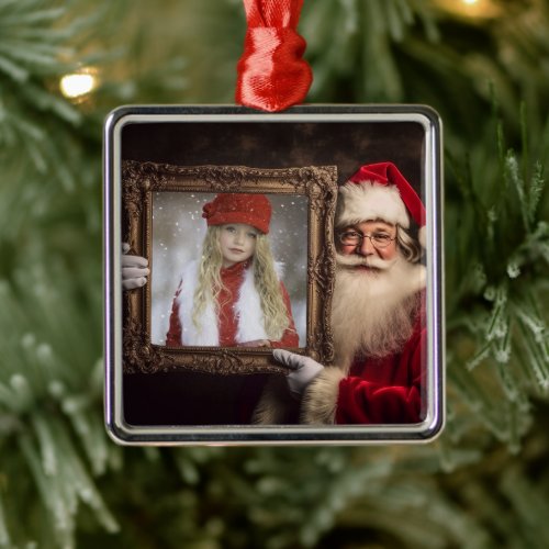 Old World Santa  Add_Your Photo  Luxe Christmas Metal Ornament
