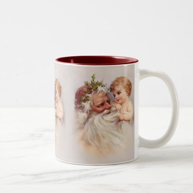 Old World Santa and Cherub Two-Tone Coffee Mug (Right)