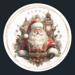 Old World Santa Christmas Classic Round Sticker<br><div class="desc">This envelope seal sticker features and old world Santa with ornate clocks behind him. There is a faux gold glitter frame on the outer edge of the sticker.</div>
