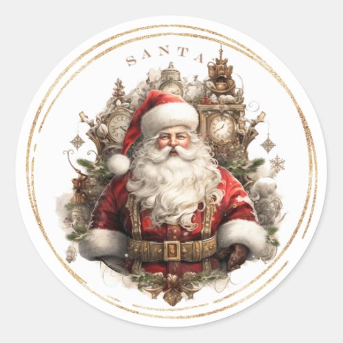 Old World Santa Christmas Classic Round Sticker