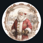Old World Santa Christmas Classic Round Sticker<br><div class="desc">This envelope seal sticker features and old world Santa with ornate clocks behind him. There is an ornate frame around the Santa image with text that says Merry Christmas.</div>