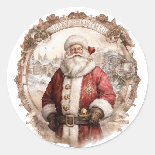 Old World Santa Christmas Classic Round Sticker