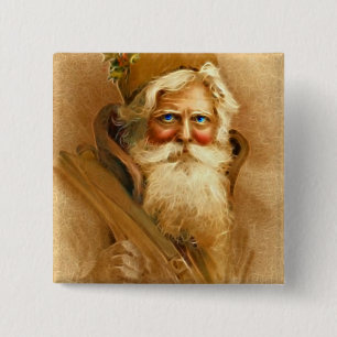 Old World Santa Claus, Vintage Victorian St. Nick Pinback Button