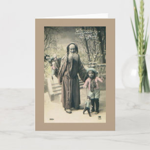 Old World Santa French Christmas 1915 Vintage Holiday Card