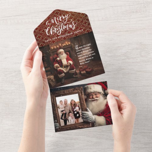 Old World Santa Holding Portrait  Luxe Photo All In One Invitation