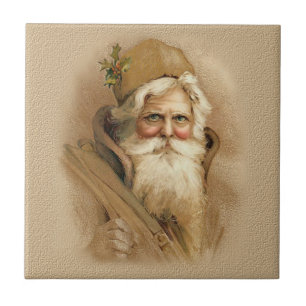 Old World Santa in Brown Tile