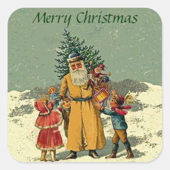 Old World Santa Square Sticker by haveuhurd at Zazzle
