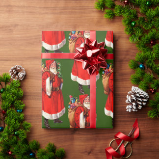 Old World Santa Vintage Christmas Wrapping Paper