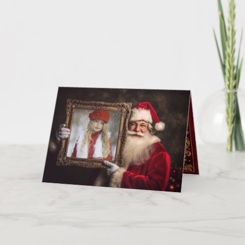 Old World Santa With Framed Photo  Luxe Christmas Announcement