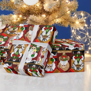 Old World Santas Multicolored Christmas Wrapping Paper