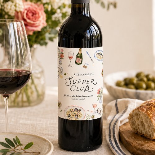 Old World Seafood & Wine Supper Club Label