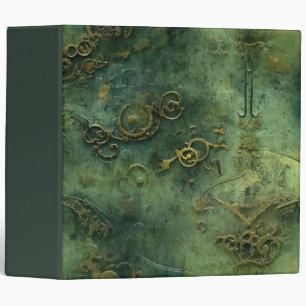 Old World Steampunk Gears Emerald 3 Ring Binder