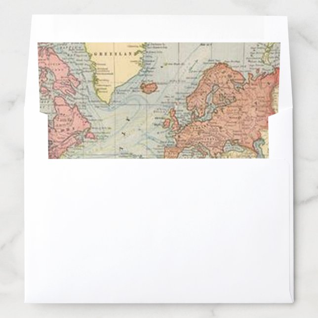 Old World Style Travel Map  Envelope Liner (In Envelope)