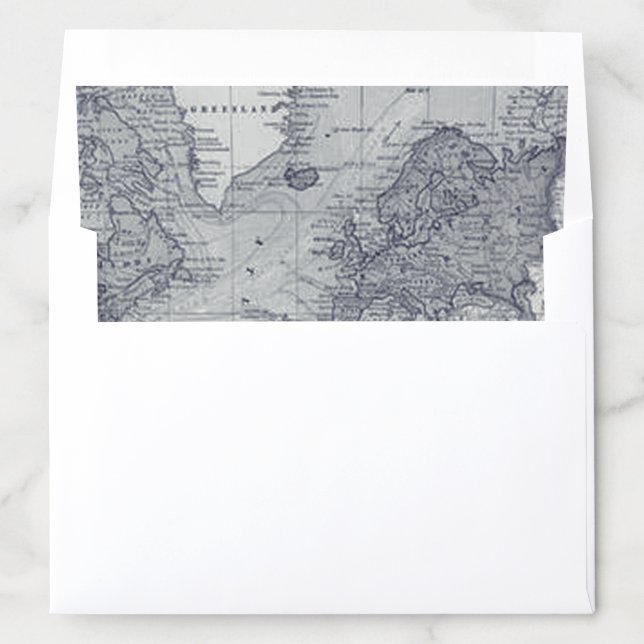 Old World Style Travel Map Envelope Liner (In Envelope)