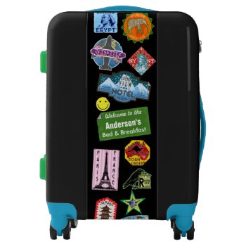 Old World Travel Vintage Stickers Custom Name Luggage by LaborAndLeisure at Zazzle