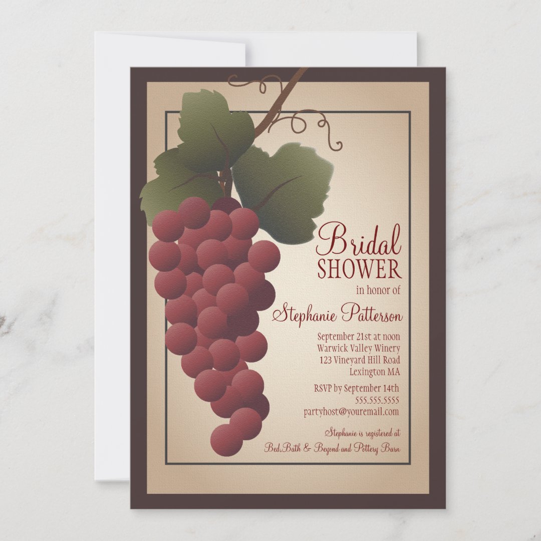 Old World Tuscan Grapevine Wine Bridal Shower Invitation Zazzle