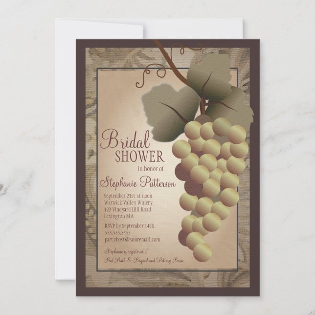 Old World Tuscan Grapevine Wine Bridal Shower Invitation (Front)