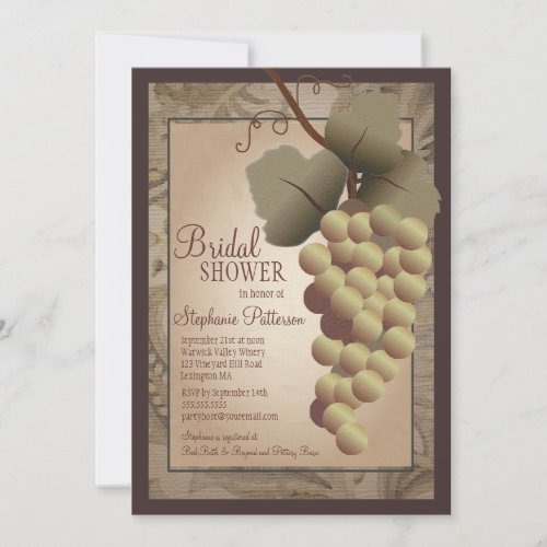 Old World Tuscan Grapevine Wine Bridal Shower Personalized Invites