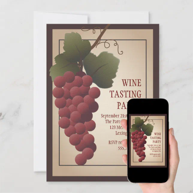 Old World Tuscan Grapevine Wine Tasting Party Invitation Zazzle
