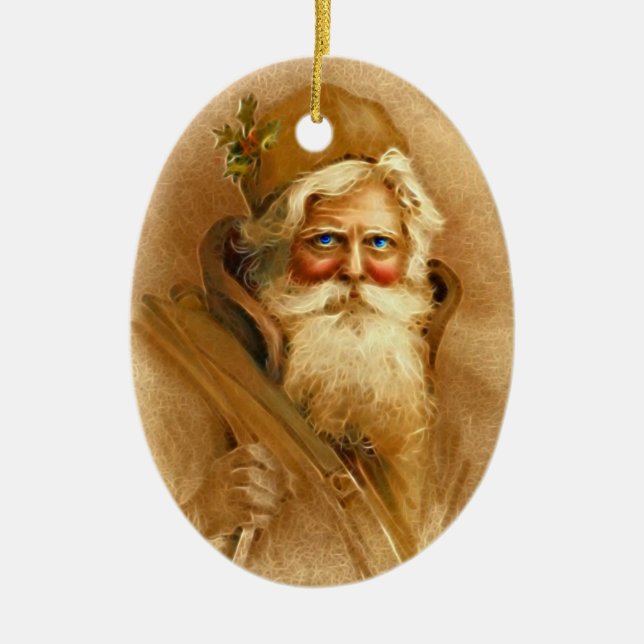 Old World Victorian Santa Claus Ceramic Ornament (Front)