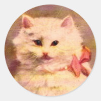 Old World Vintage Christmas Cat Stickers