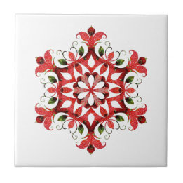 Old World Vintage Country Red Design Ceramic Tile