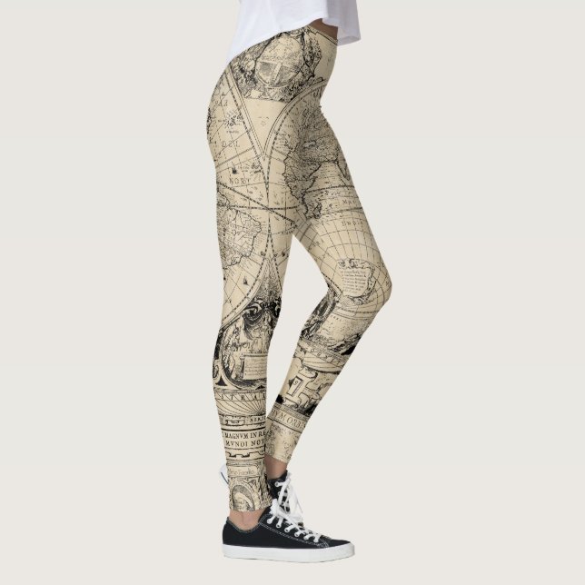Old World Vintage Map Leggings (Right)