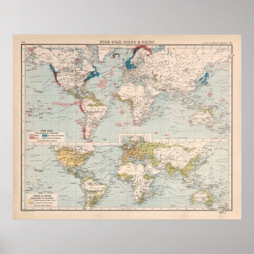 Old World Whaling Map 1907  Poster