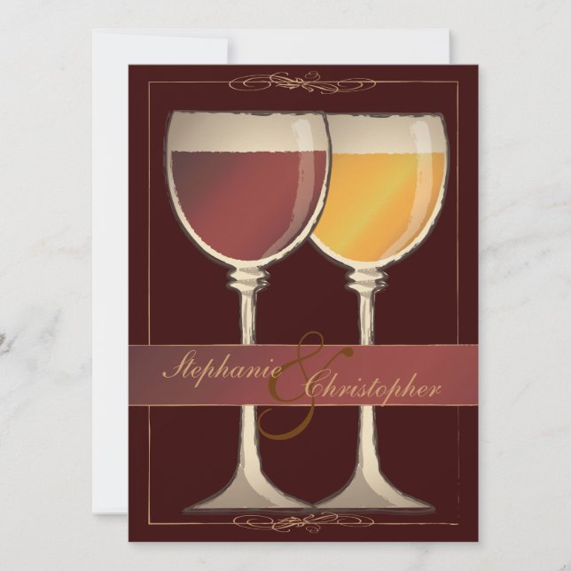 Old World Wineglass Vineyard Winery Wedding Invitation (Front)