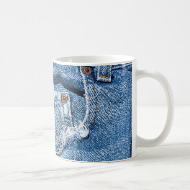 Old Worn Blue Jeans Classic White Mug (Right)
