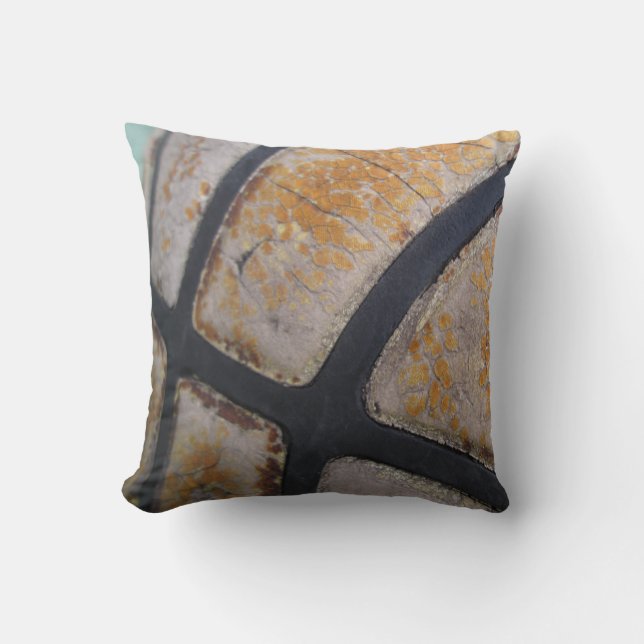 Old Worn Out Basketball Closeup Throw Pillow (Front)