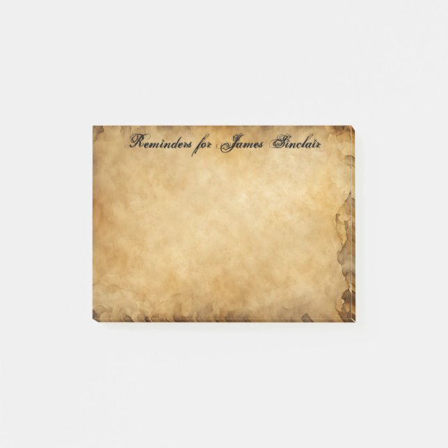 Old Worn Torn Parchment Paper Grunge Post-it Notes (Front)