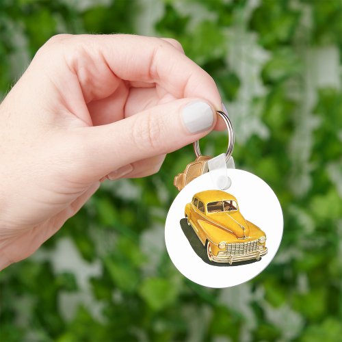 Old Yellow Car Keychain